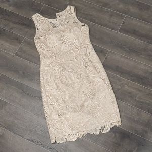 Adrianna Papell cream lace cocktail dress